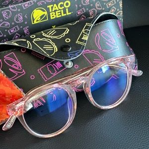 Taco Bell x DIFF Blue Glasses in Pink
